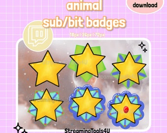 Star Twitch Sub Badges / Bit Badges / Emote / Kawaii / Streamer / Star Set