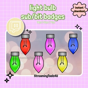 Ampoule Twitch Sub Badges / Bit Badges / Emote / Kawaii / Streamer / Light Set