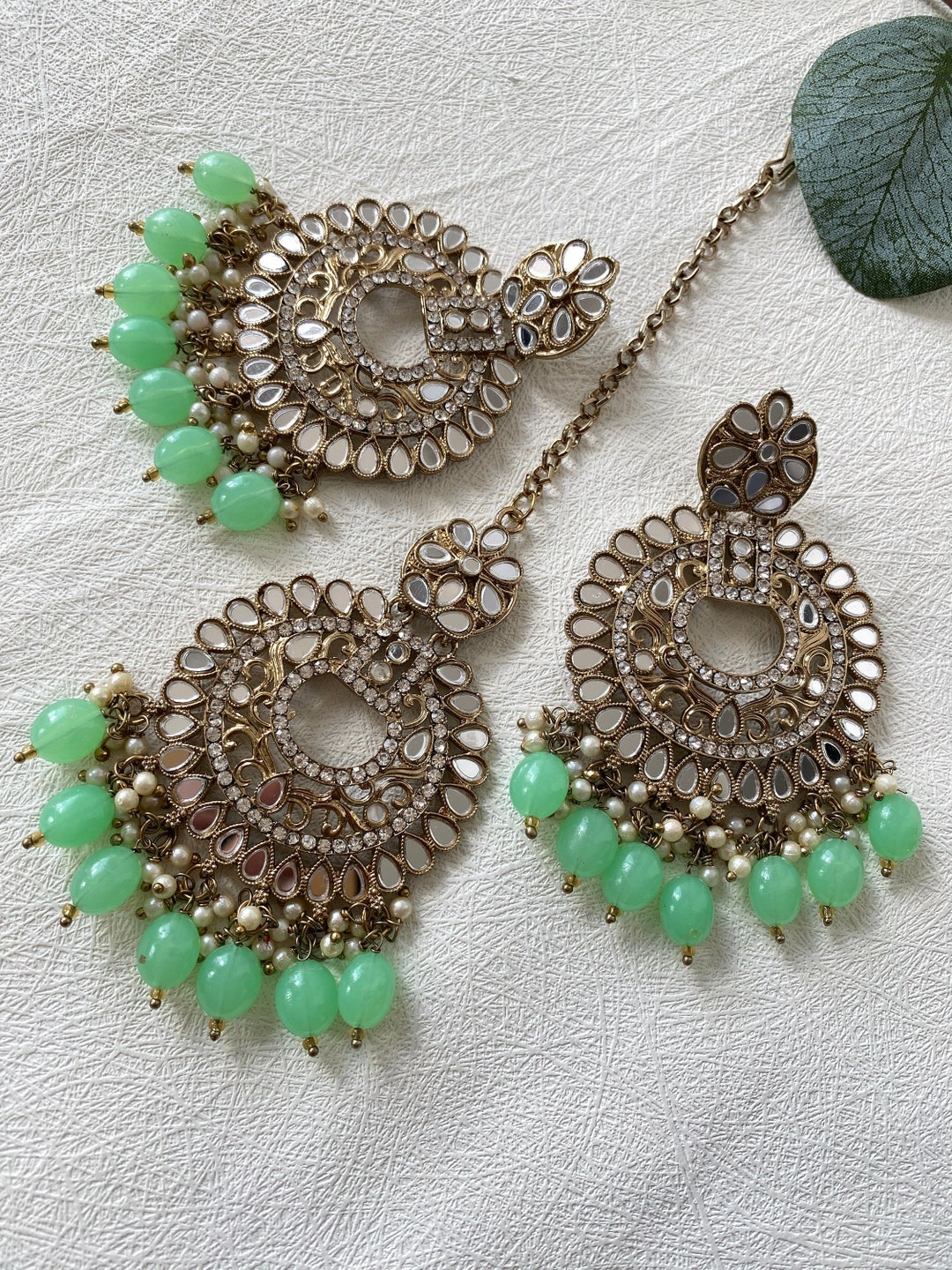 Mirror Tikka Set Indian Jewelry Party Wear Traditional Etsy