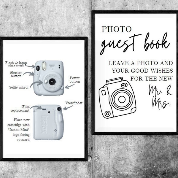 Wedding Photo Guest Book Sign & Instructions, Instant Download