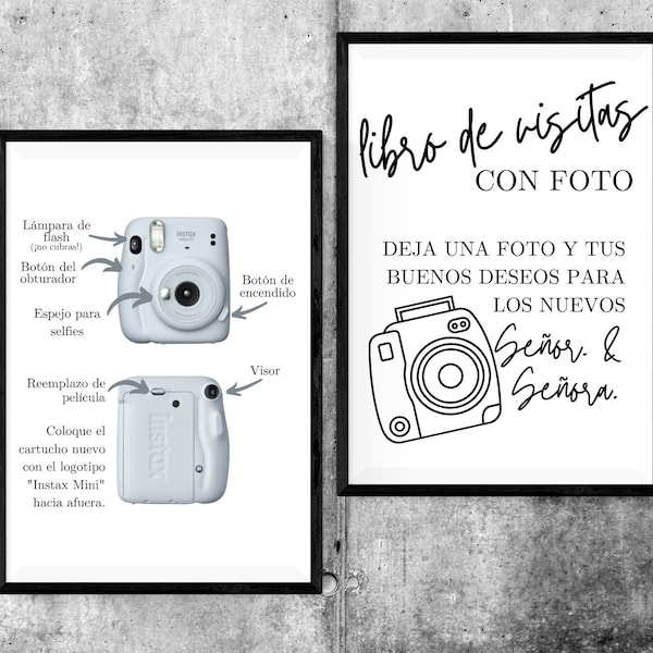 SPANISH Wedding Photo Guest Book Sign & Instructions, Instant Download