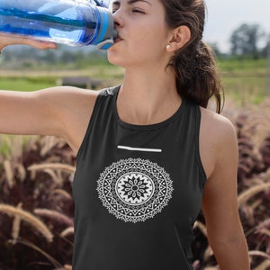 Mandala O- Women&#39;s Flowy Scoop Muscle Tank, Mandala Shirt, Cute Spring Tank, Flower Top, Yoga Shirt, Meditation Shirt, Spiritual Shirt