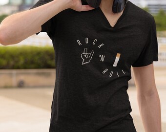 Rock N Roll - Men's Fitted V-Neck Short Sleeve Tee