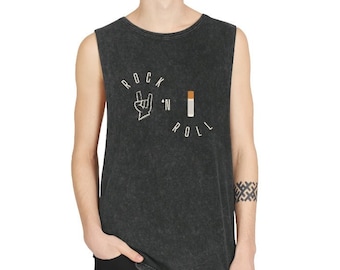 Rock N Roll- Unisex Stonewash Tank Top