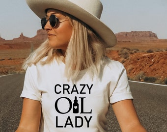 Crazy Oil Lady Aromatherapy Jersey Short Sleeve Tee, Essential Oils Lover Shirt, Organic Oils Lovers Graphic Tee, Essential Oil Accessories