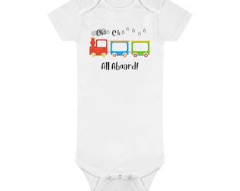 All Aboard Train Choo Choo doTERRA- Onesie® Organic Cotton Baby Bodysuit
