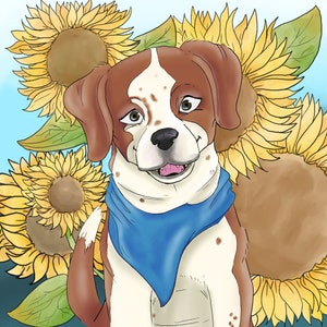 Custom Pet Portrait with Flowers