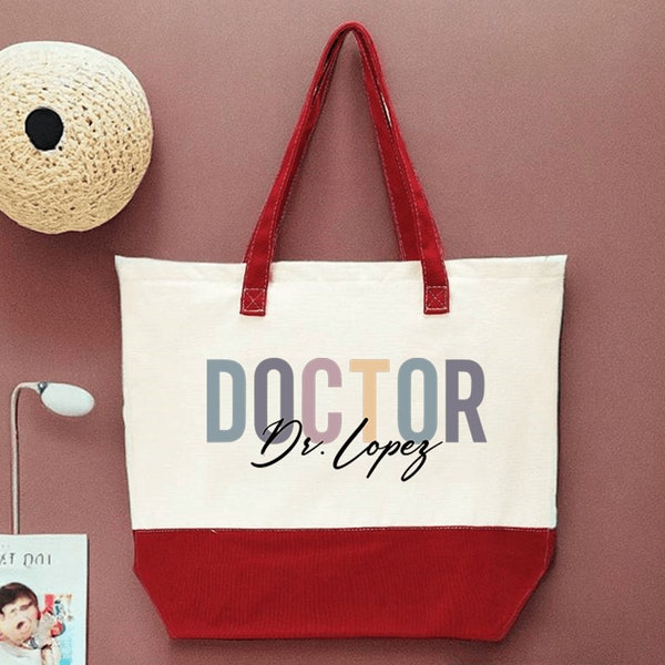 Custom Doctor Canvas Tote Bag, Doctor Gift, Med School Graduation Gift, Future Doctor, Ideal for Med Student, Pre-Med, Custom Dr Gift