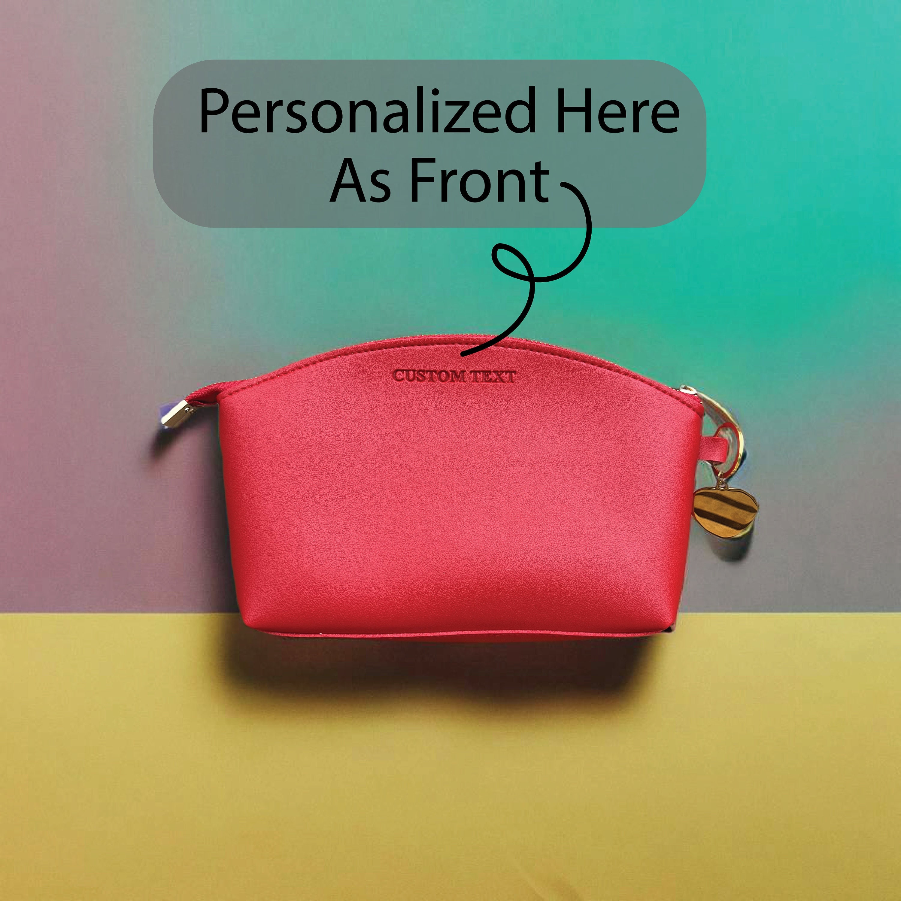 Name Initial Clear See-through PU Leather Makeup Bag Custom 