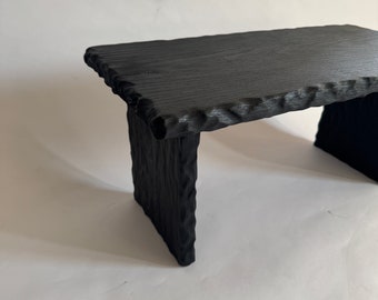 Sculpted Yakisugi Table | Japanese Shou Sugi Ban Carved Table | Wabi Sabi Low Coffee Table  | Japandi Bench | Functional Art