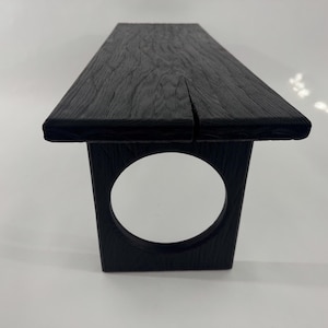 Yakisugi Oak Bench: Japandi Black Wood Accent Table