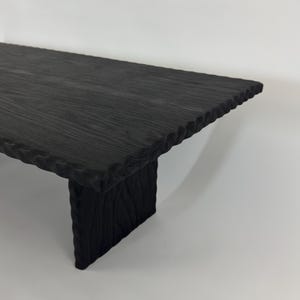 Sculpted Yakisugi Coffee Table | Japanese Shou Sugi Ban Tea Table | Brutalist Low Coffee Table | Wabi Sabi | Black Rectangular Coffee Table