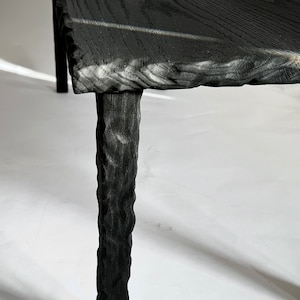 Yakisugi Coffee Table: Hand-Sculpted Black Oak, Japanese Wabi Sabi