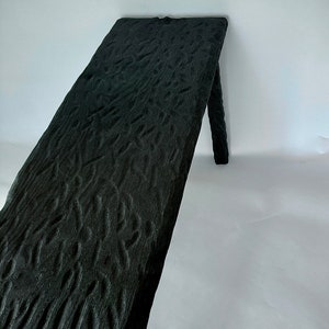 Yakisugi Sculpted Bench | Shou Sugi Ban Black Oak Bench | Wabi-Sabi Rustic Coffee Table | Low Black Wood Table | Functional Art Piece
