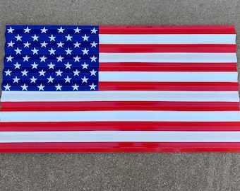 Handcrafted Metal USA Flag – Rustic American Wall Art (48x25) – Almost Perfect