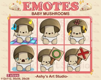 BABY MUSHROOM EMOTES | Twitch | Youtube | Discord | Emote | Kawaii Emote | Mushroom Emote | Fantasy Emote | Emotes Bundle | Emotes | Cute |