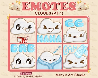 CLOUD EMOTES pt 4| Twitch | Youtube | Discord | Emote | Raincloud Emote | clouds | Kawaii | Sky Emote | Streamer | Emotes Bundle