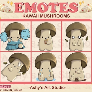 KAWAII MUSHROOM EMOTES | Twitch | Youtube | Discord | Emote | Kawaii Emote | Mushroom Emote | Fungi Emote | Emotes Bundle | Emotes | Cute |