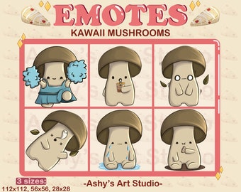 KAWAII MUSHROOM EMOTES | Twitch | Youtube | Discord | Emote | Kawaii Emote | Mushroom Emote | Fungi Emote | Emotes Bundle | Emotes | Cute |