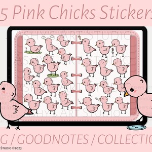 Pastel Pink Chicks, Spring, Goodnotes Stickers, Kawaii Animals, Goodnotes elements, iPad Stickers, Goodnotes Planner Digital Stickers