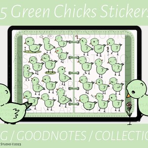 Green Chicks, Spring, Goodnotes Stickers, Kawaii Animals, Goodnotes elements, iPad Stickers, Goodnotes Planner Digital Stickers