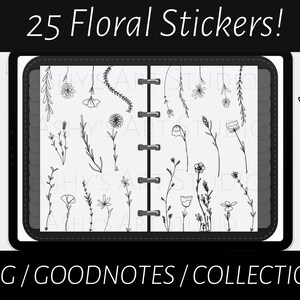Floral Goodnotes Stickers, Flower Stickers, Digital Stickers, Journal Stickers, Goodnotes, Goodnotes Elements, iPad Planner, Flowers