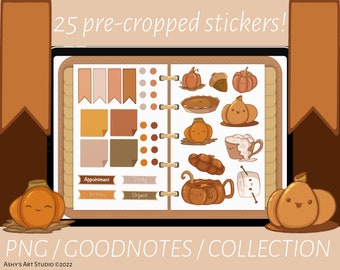 Fall Stickers, Goodnotes Stickers, Thanksgiving Sticker, Goodnotes elements, Pumpkin Png, iPad Stickers, Planner for iPad, Digital Stickers