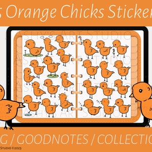 Orange Chicks, Spring, Goodnotes Stickers, Kawaii Animals, Goodnotes elements, iPad Stickers, Goodnotes Planner Digital Stickers