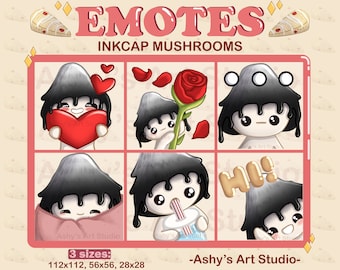 INKCAP MUSHROOM EMOTES | Twitch | Youtube | Discord | Emote | Mushroom Emote | Fungi | Kawaii | Streamer | Emotes Bundle | Cute Emotes