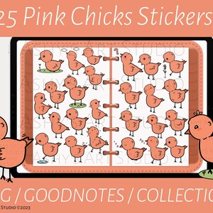 Pink Chicks, Spring, Goodnotes Stickers, Kawaii Animals, Goodnotes elements, iPad Stickers, Goodnotes Planner Digital Stickers