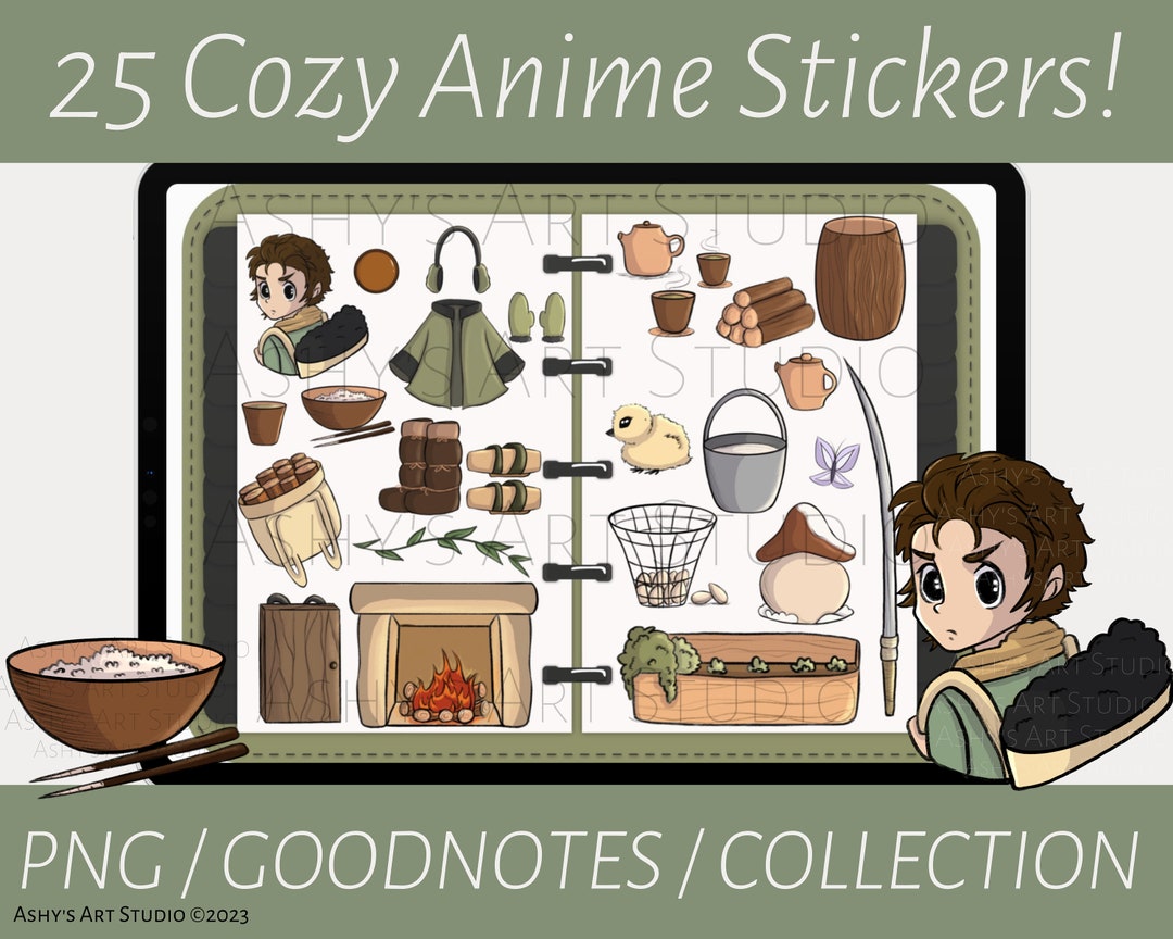 Goodnotes, Anime Stickers, Cottagecore iPad Stickers, Kawaii Goodnotes
