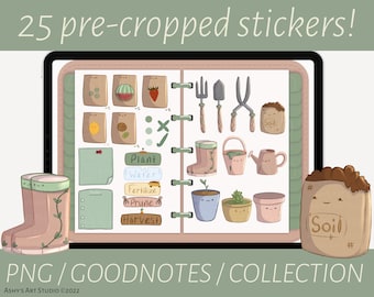 Cute Gardening Sticker pack, Goodnotes Stickers, Cute Garden, iPad Stickers, Plants, Digital stickers, Goodnotes elements, Planner for iPad