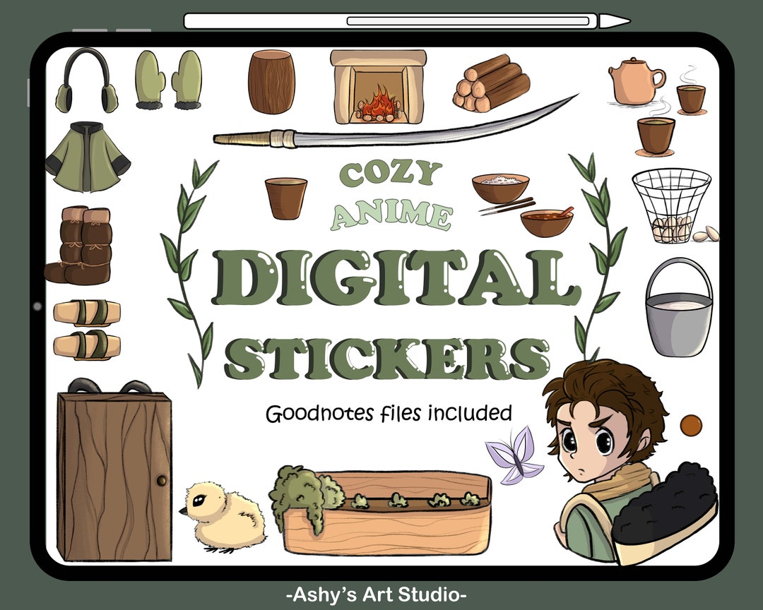 ANIME DIGITAL STICKERS Cottagecore Ipad Stickers Slayer Etsy