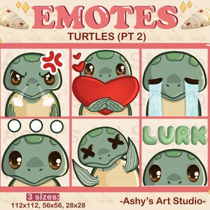 TURTLE EMOTES PT 2 | Twitch | Youtube | Discord | Emote | Turtle Emote | Turtle | Kawaii | Streamer | Emotes Bundle | Cute Emotes | Tortoise
