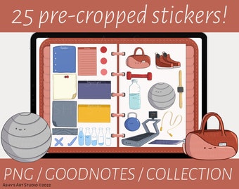 Kawaii Fitness Stickers, Goodnotes Stickers, Workout Stickers, Goodnotes Planner, Gym Stickers, iPad Stickers, Digital Stickers, Goodnotes