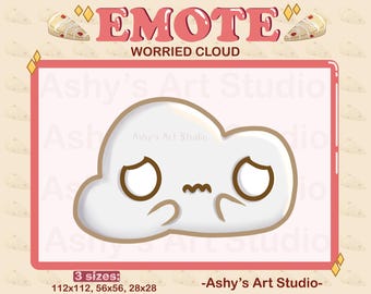 WORRIED CLOUD EMOTE | Twitch, Youtube, Discord, Emotes, Cloud emote, cute raincloud, kawaii, weather emote, emotes for Twitch, Cute