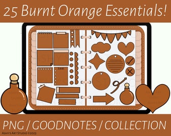 Burnt Orange GoodNotes Stickers, GoodNotes Planner, Digital Organizer, iPad Planner, iPad Stickers, Goodnotes Elements, Digital Stickers,