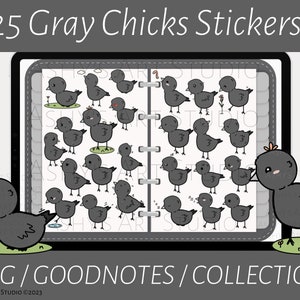 Gray Chicks, Spring, Goodnotes Stickers, Kawaii Animals, Goodnotes elements, iPad Stickers, Goodnotes Planner Digital Stickers