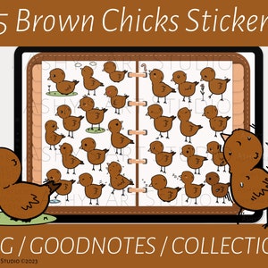 Brown Chicks, Spring, Goodnotes Stickers, Kawaii Animals, Goodnotes elements, iPad Stickers, Goodnotes Planner Digital Stickers