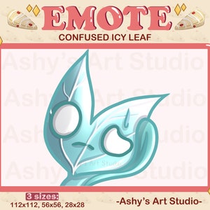 CONFUSED ICY LEAF Emote, Twitch, Youtube, Discord, Emote, Leaf Emote, Streamer, Forest Stream, cottagecore, plant emote, forest emote,