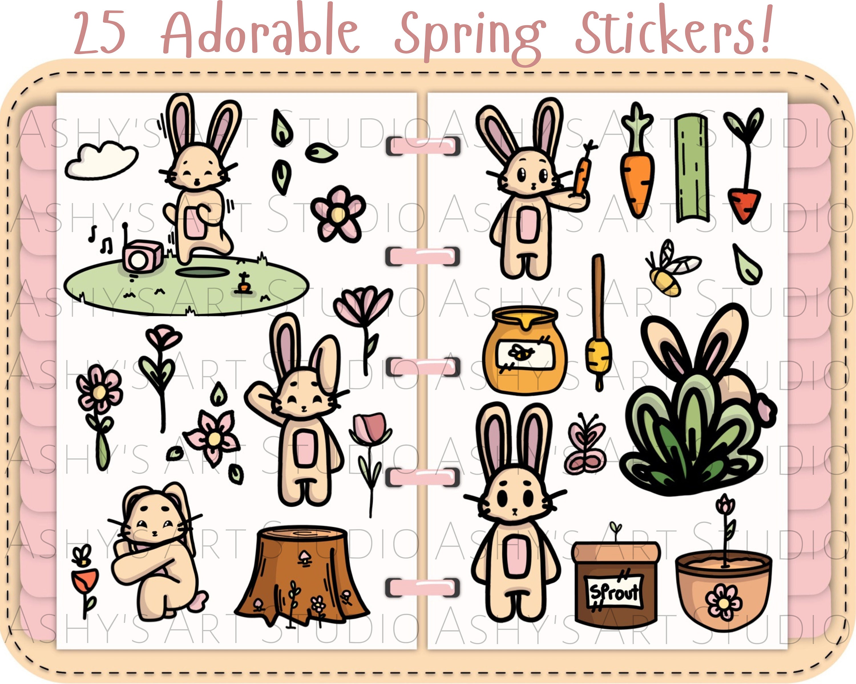 Spring Digital Stickers Rabbit Bunny Digital Stickers Goodnotes ...