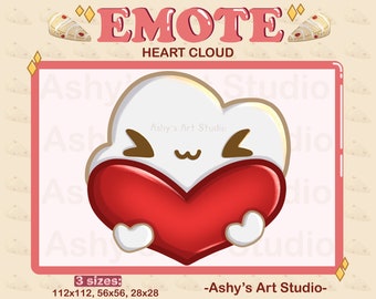 HEART CLOUD EMOTE | Twitch, Youtube, Discord, Emotes, Cloud emote, Love emote, cute raincloud, kawaii, weather emote, emotes for twitch