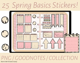 Spring Goodnotes Essentials, Goodnotes Stickers, Digital Stickers, Digital Planner, Digital Organizer, Goodnotes, Elements, iPad Stickers
