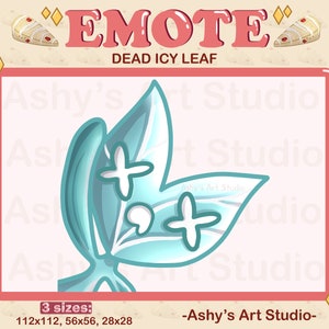 ICY LEAF DEAD Emote, Twitch, Youtube, Discord, Emote, Leaf Emote, Streamer, Forest Stream, cottagecore, plant emote, forest emote, rip emote