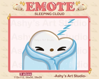 SLEEPING CLOUD EMOTE | Twitch, Youtube, Discord, Emotes, Cloud emote, comfy emote, cute raincloud, kawaii, Cozy, emotes for twitch