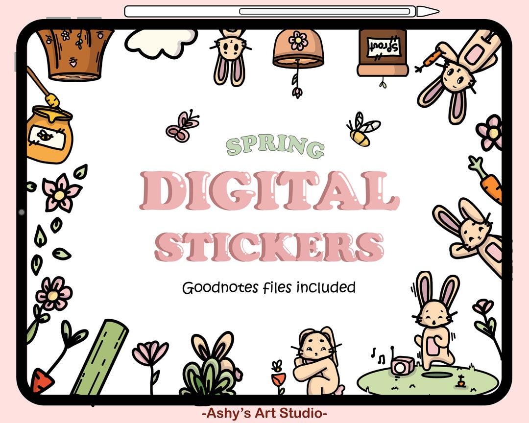 Spring Digital Stickers | Rabbit | Bunny | Digital Stickers | Goodnotes ...