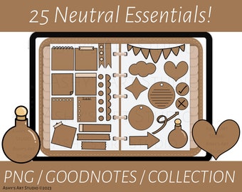 Neutral GoodNotes Stickers, GoodNotes Planner, Digital Organizer, iPad Planner, iPad Stickers, Goodnotes Elements, Digital Stickers,