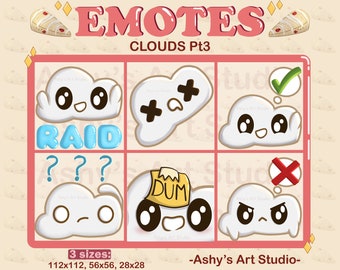 CLOUD EMOTES pt3 | Twitch | Youtube | Discord | Emote | Raincloud Emote | clouds | Kawaii | Sky Emote, Streamer, Emotes Bundle, Clouds emote