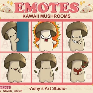KAWAII MUSHROOM EMOTE | Twitch | Youtube | Discord | Emote | Kawaii Emote | Mushroom Emote | Fantasy Emote | Emotes Bundle | Emotes | Cute |