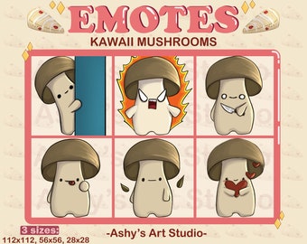 KAWAII MUSHROOM EMOTE | Twitch | Youtube | Discord | Emote | Kawaii Emote | Mushroom Emote | Fantasy Emote | Emotes Bundle | Emotes | Cute |